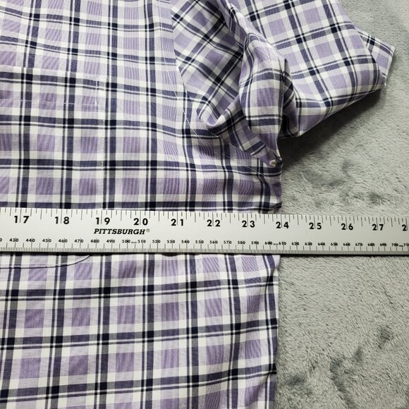 Jos. A Banks Traveler Long Sleeve Button Up Plaid Shirt Purple White Men Sz L - Picture 9 of 13